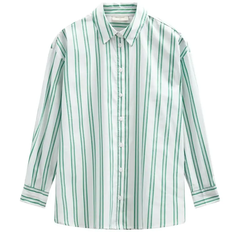 Wit met bright green gestreept shirt Fina