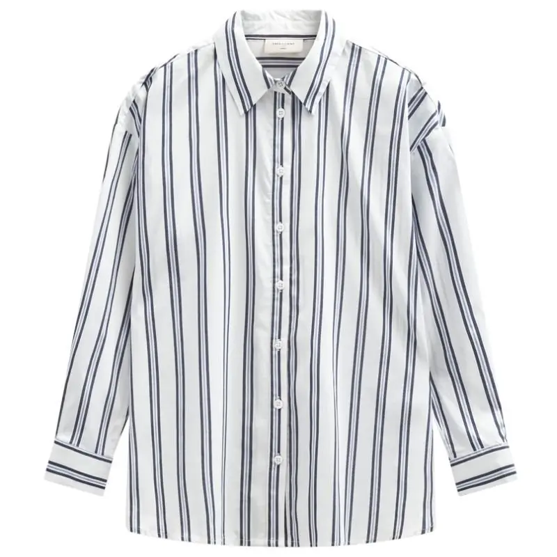 Wit met navy blazer gestreept shirt Fina