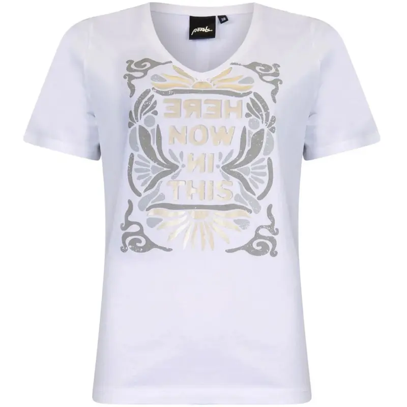 Wit v-hals artwork t-shirt 613191