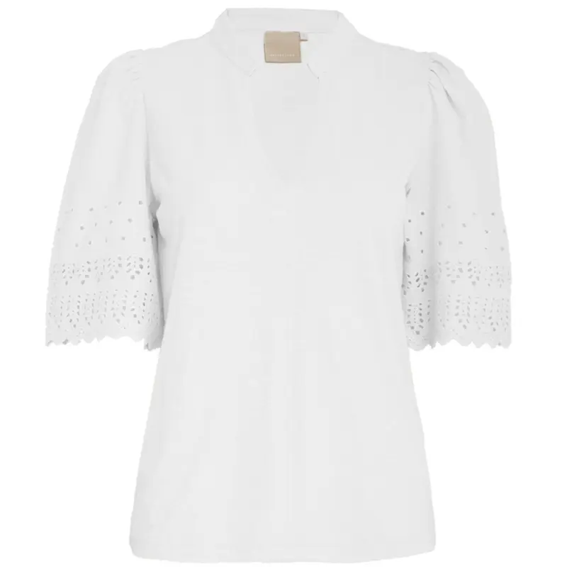 Witte kanten mouw detail blouse Nema