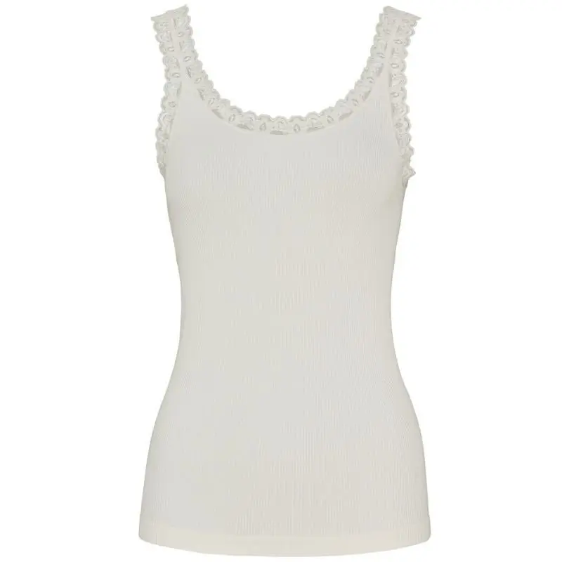 Witte microfiber rib top Frida