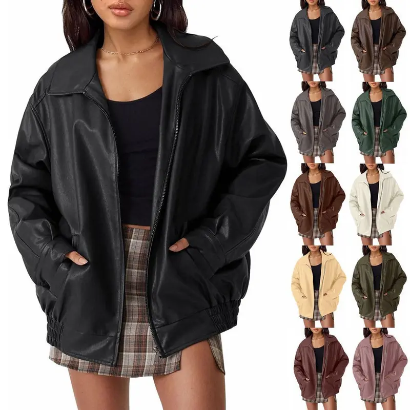 Women's Oversized Leather Motorcycle Jacket