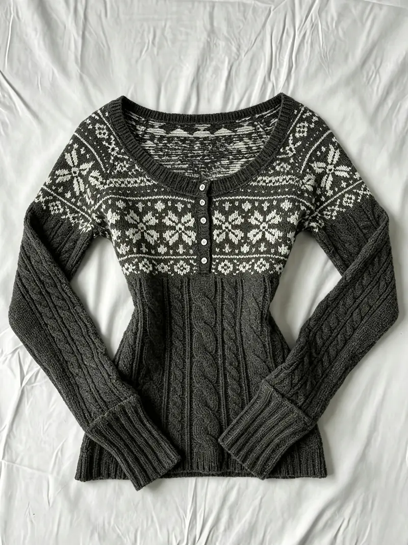 Women's round-neck button-up cardigan
