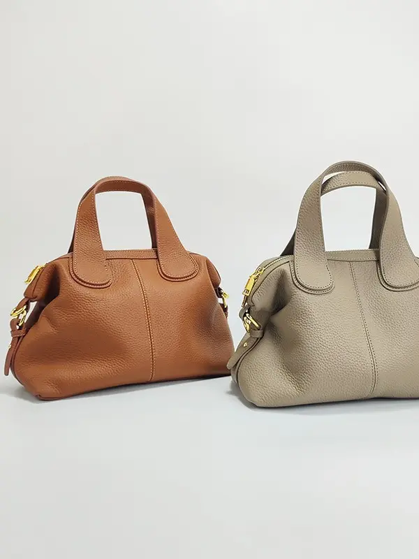 Womens Top-Layer Cowhide Dumpling Handbag