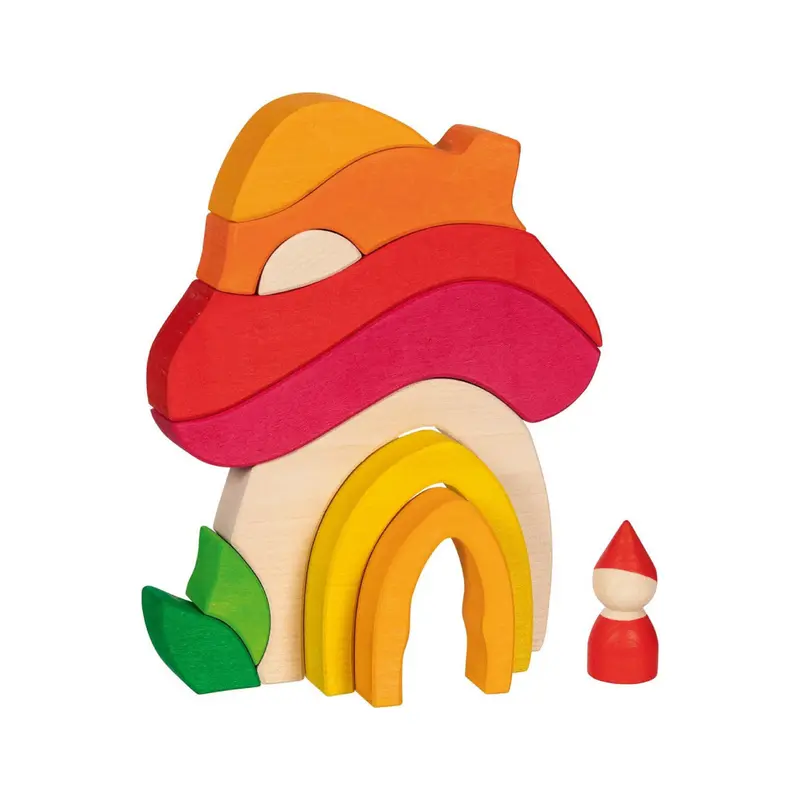 Wooden Mushroom House Stacking Tower