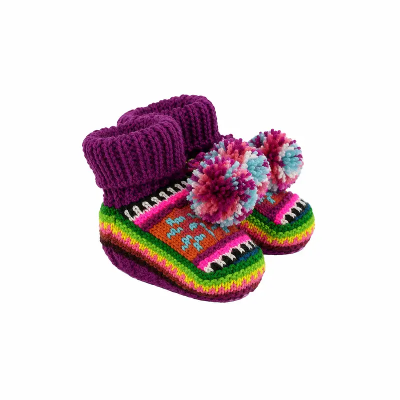 Wool Baby Booties Purple