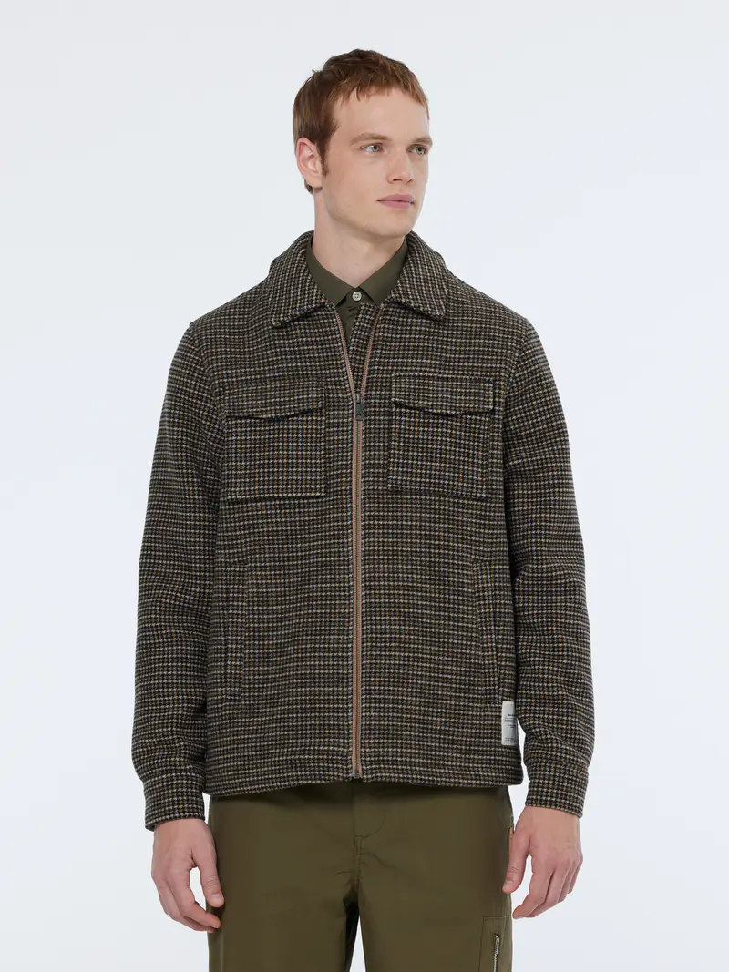 Wool-Blend Regular Fit Check Jacket