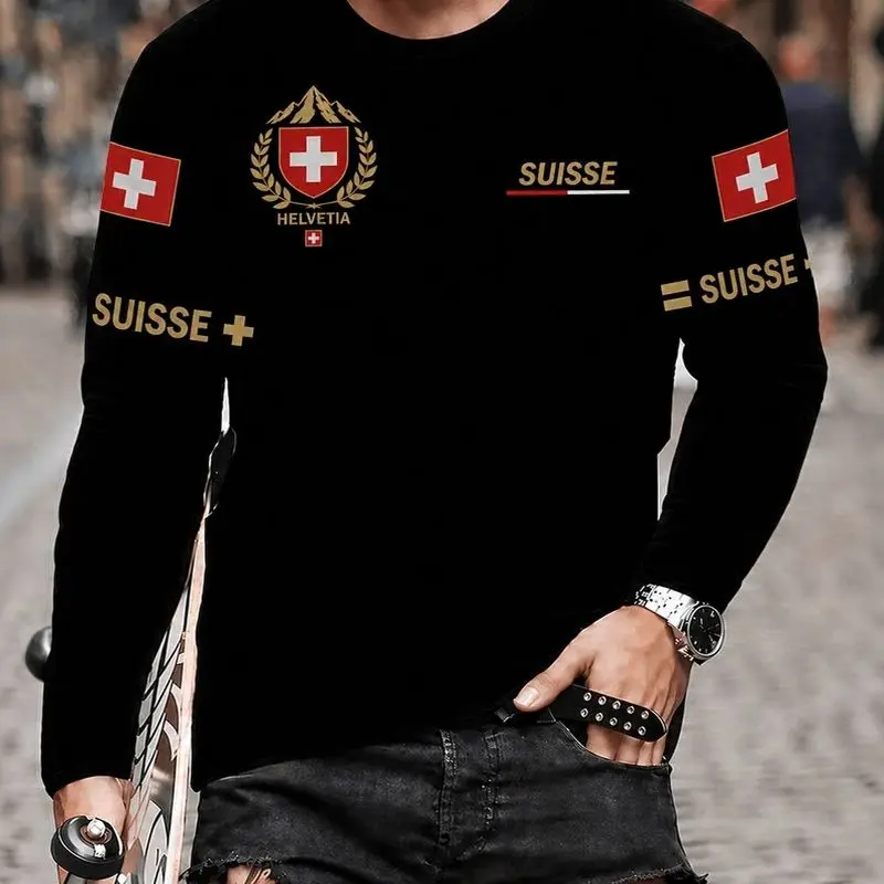 World™ Langarm-Slim-Fit-T-Shirt mit Länder-Prints