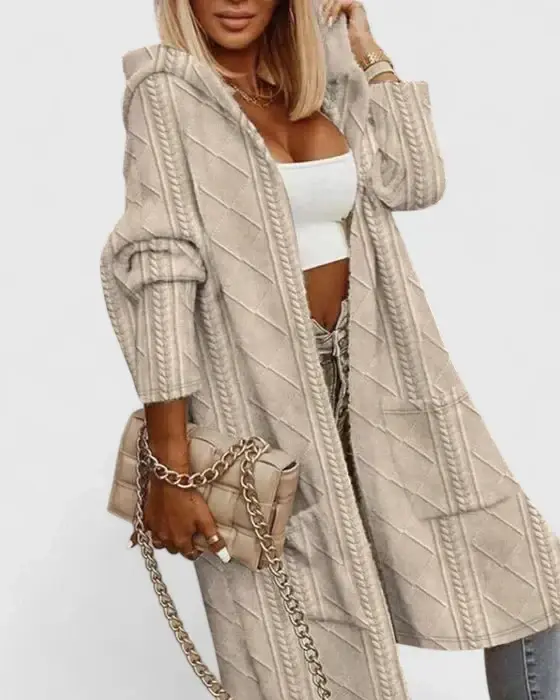 Wulfheda | Damen Oversize Strickjacke mit Kapuze
