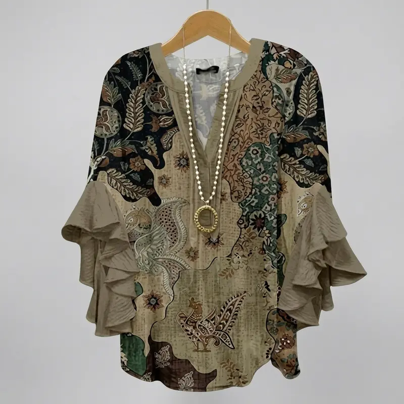 Xylarae - Soft-Touch-Bluse mit V-Ausschnitt