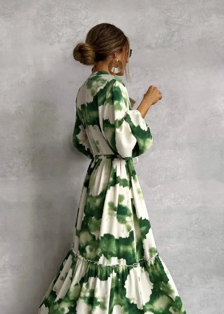 Yolanda | Langarm Stufig Maxikleid