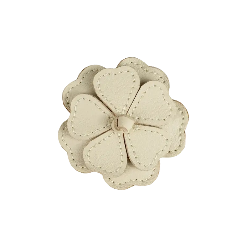 Zaza Fields Hairclip | White Buttercup | Cream Leather