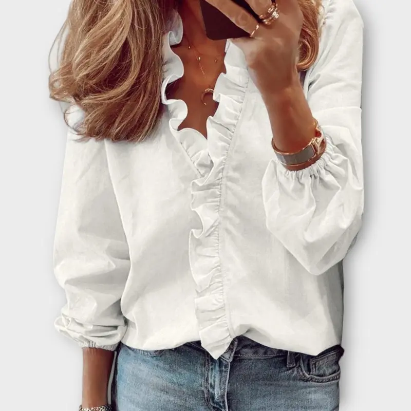 Zoe | Rüschen-Front V-Ausschnitt Bluse