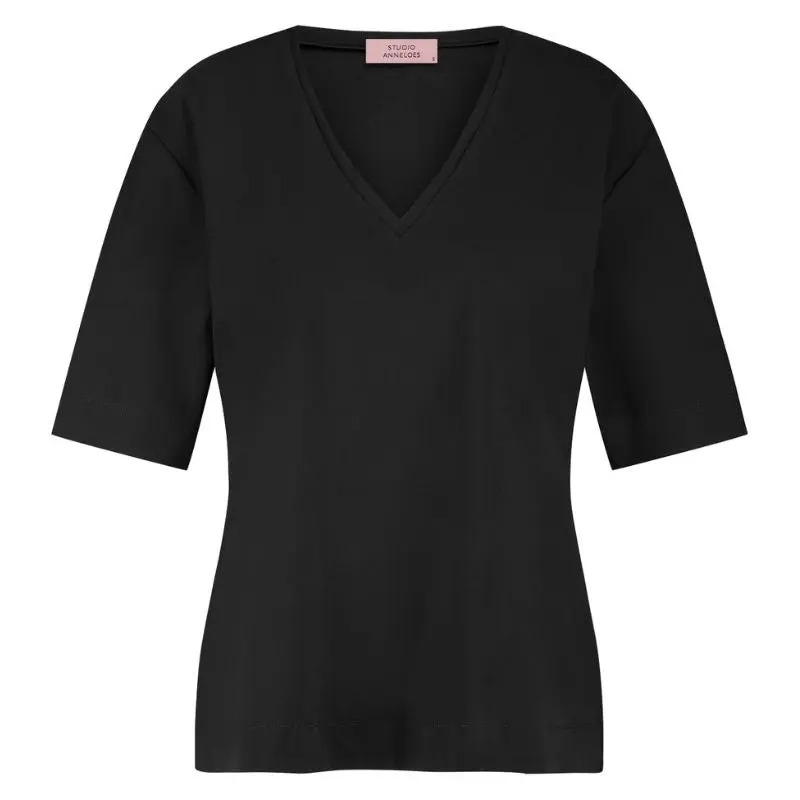Zwart basic v-hals shirt Roller