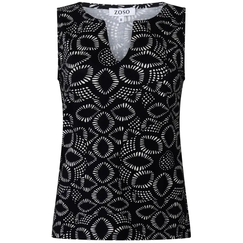 Zwart geprinte viscose top Eva