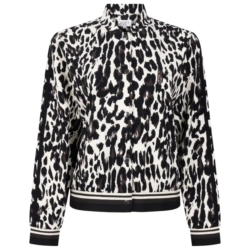 Zwart met espresso geprinte travel jacket Nicoline