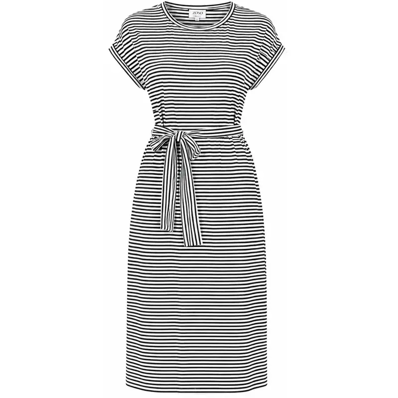 Zwart viscose gestreepte jurk Gina