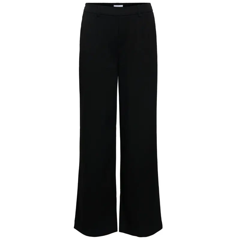 Zwarte effen wide fit pantalon Lisa