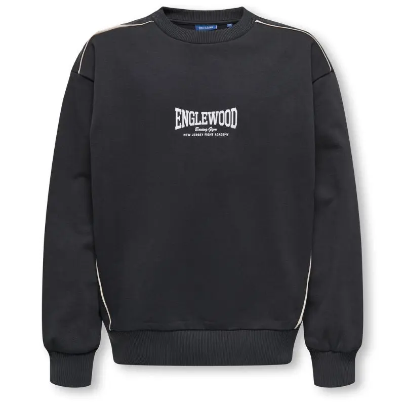 Zwarte frontprint oversized sweater Jet