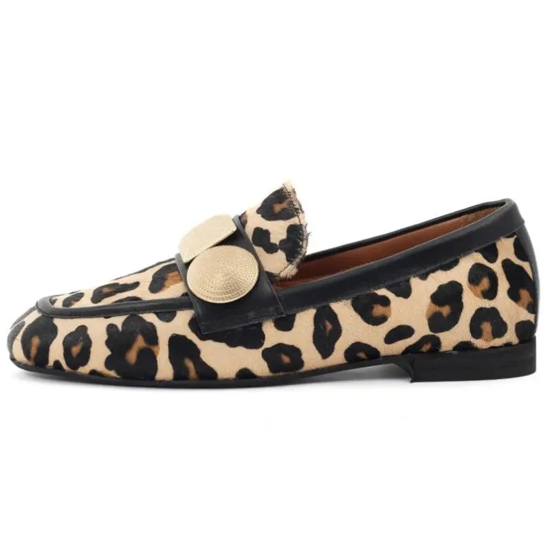 Zwarte leopard geprinte loafer Lulu