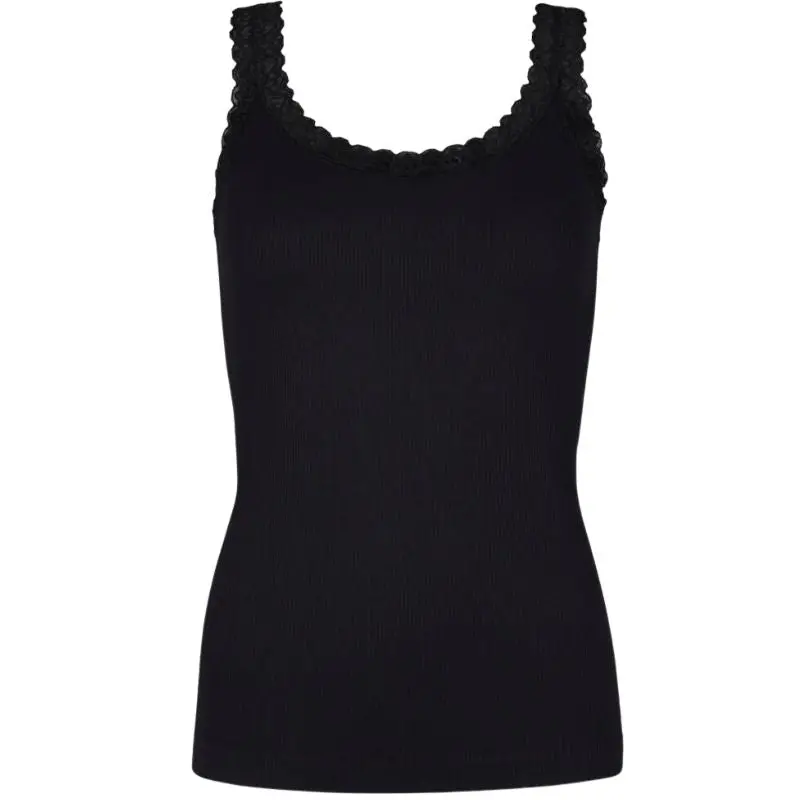 Zwarte microfiber rib top Frida