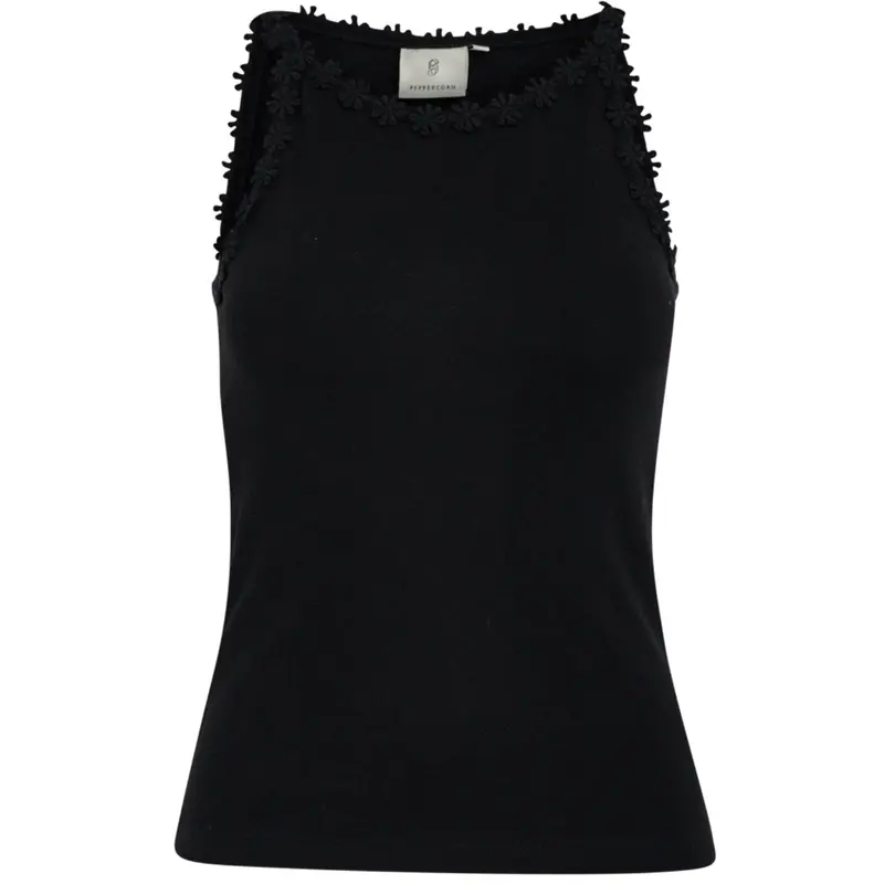 Zwarte organic GOTS strap top Alice