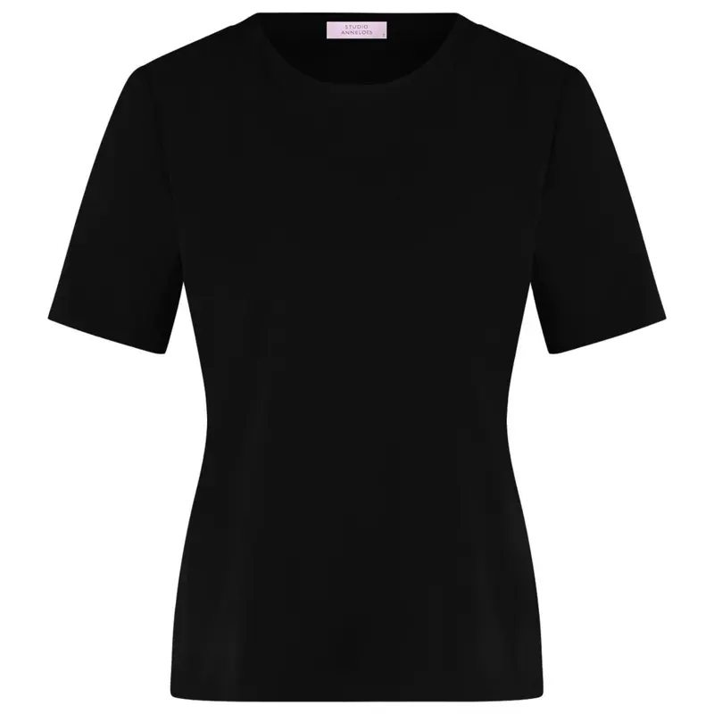 Zwarte regular fit ronde hals tee Travel