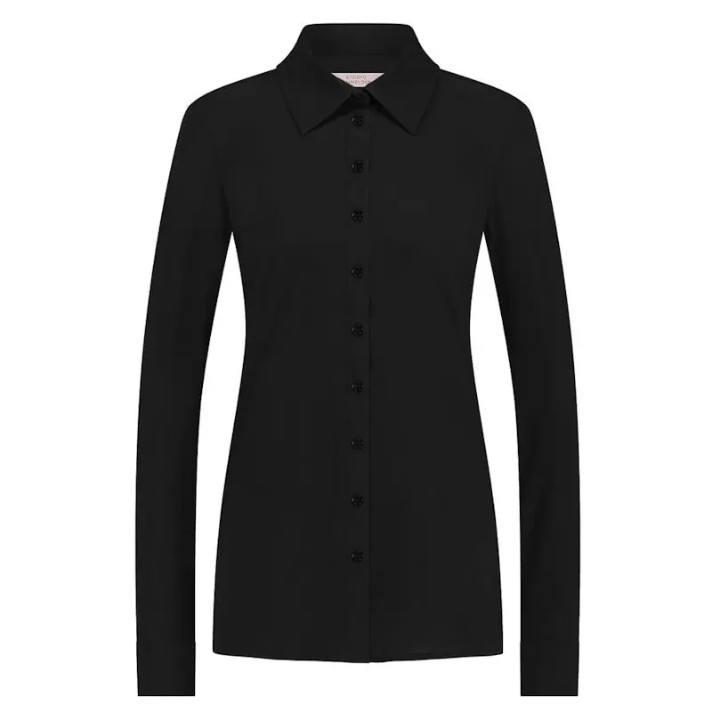 Zwarte travel basis blouse Poppy