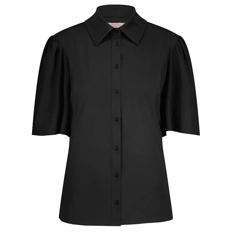 Zwarte travel blouse Poppy butterfly