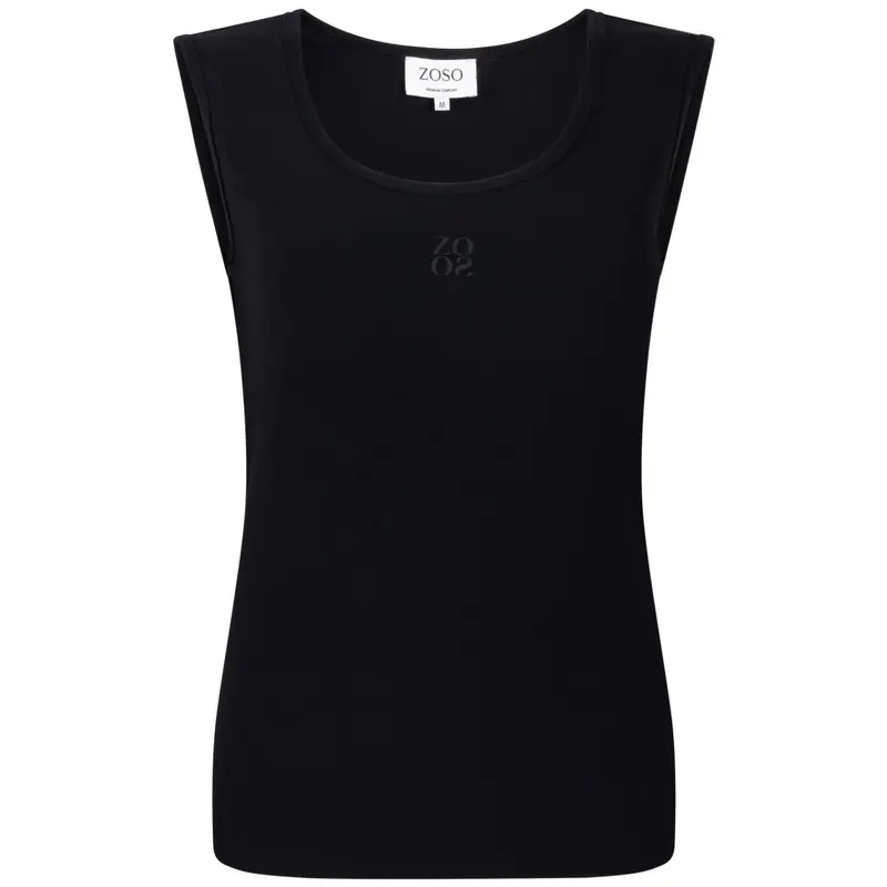 Zwarte travel mouwloze rib top Suus