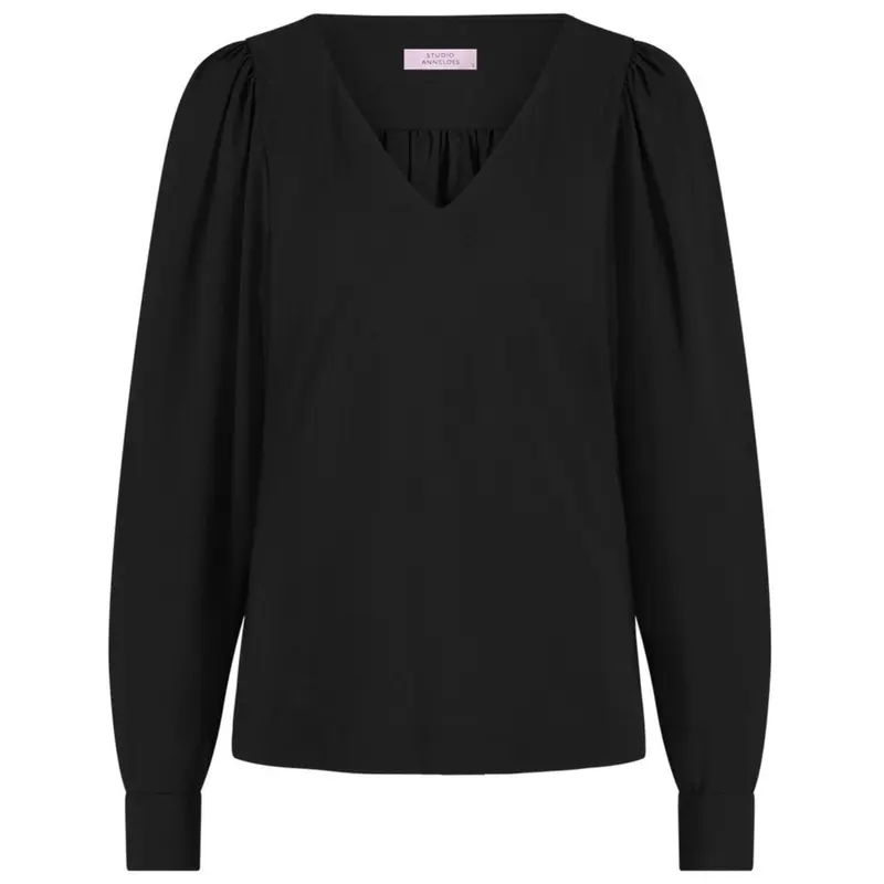 Zwarte v-hals travel blouse Les